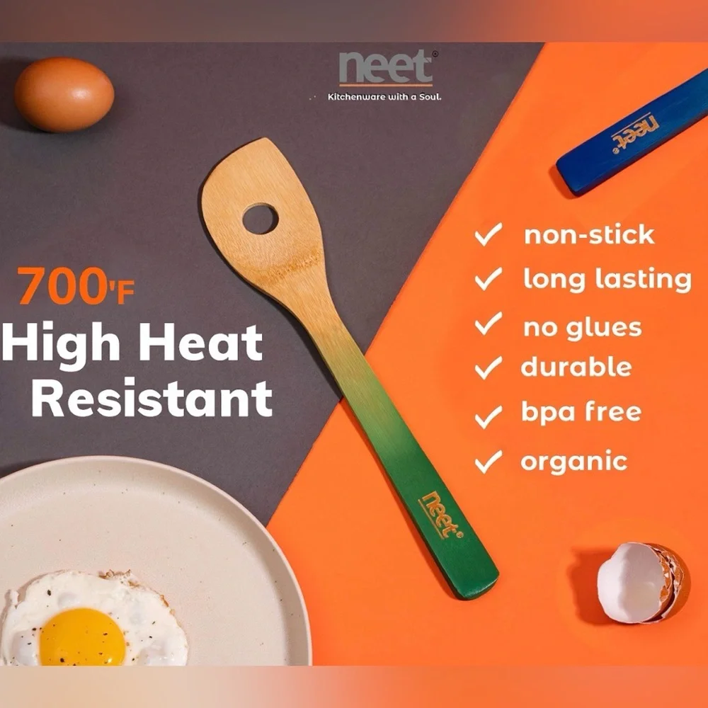 Neet 5 Piece Bamboo Utensils Set FREE SHIPPING NWT 🌈
